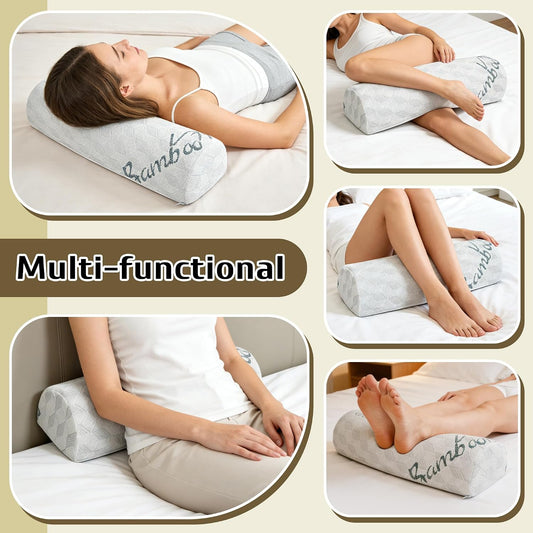 Semi Roll Pillow for Legs, Knees, Lower Back and Head, Lumbar Support Pillow for Bed, Sleeping,1 Pack,7.8”x 20.4”x 4.8”