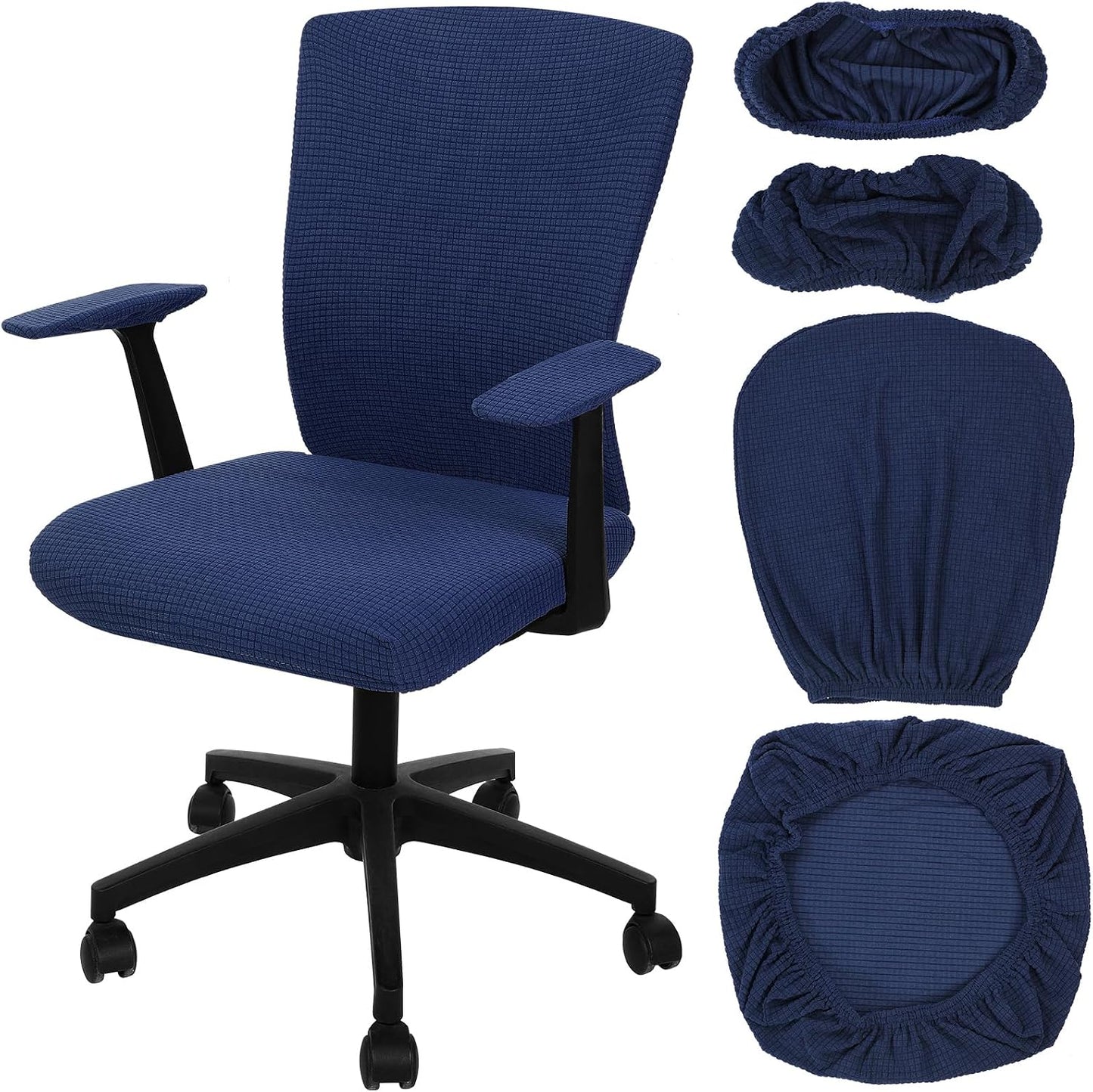 Tallew 4 Pcs Office Chair Covers Set Computer Universal Protective Stretchable Chair Seat Covers Desk Armrest Slipcovers Pads Office Cushion Backrest for Rotating (XL,Silver Gray)