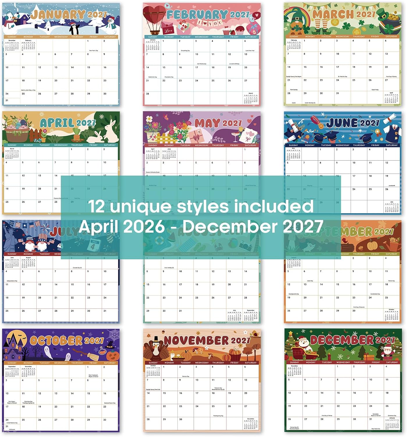 2026-2027 Magnetic Calendar for Refrigerator, Apr 2026-Dec 2027 | 21-Month Fridge Calendar 2026-2027 for Home Planning, Scheduling and Easy Organization, Greenery