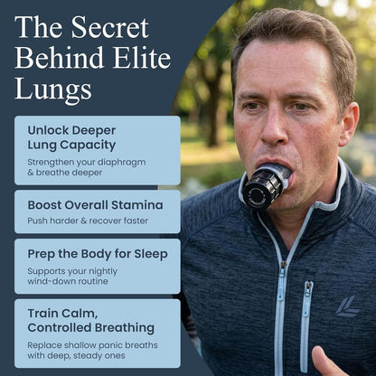 EXPAND-A-LUNG | Breathing Exerciser Device for Lungs | Airflow Trainer Fitness | Cardio Expansion & Capacity | Sports Endurance | Dual-Way Inhale-Exhale Workout