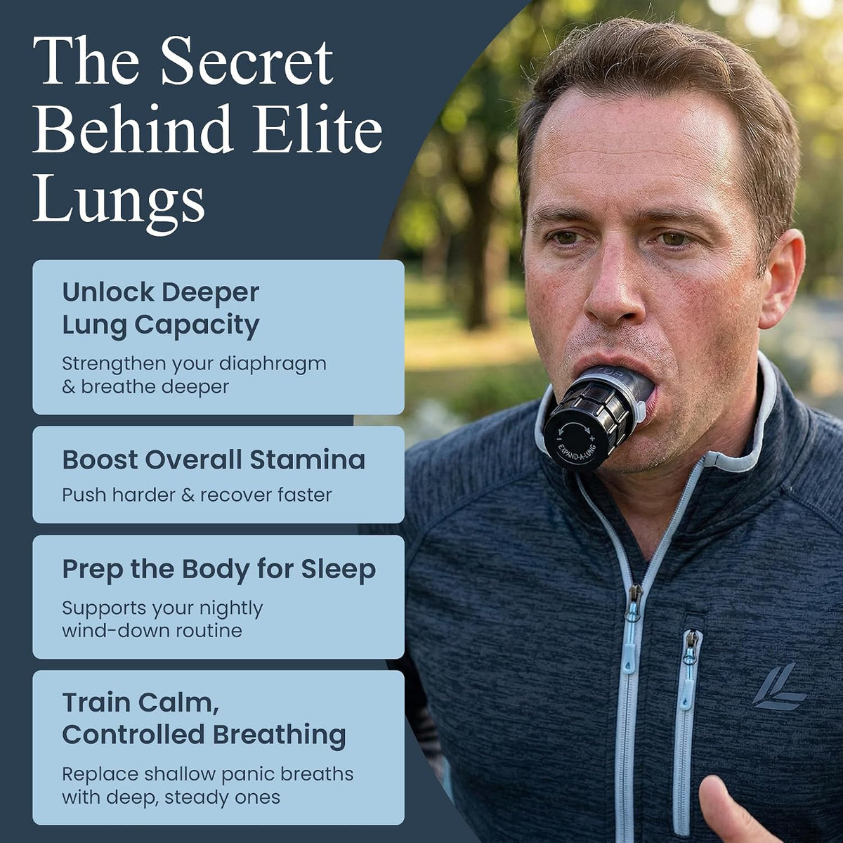 Expand-A-Lung | Breathing Exerciser Device for Lungs | Airflow Trainer Fitness | Cardio Expansion & Capacity | Sports Endurance | Dual-Way Inhale-Exhale Workout