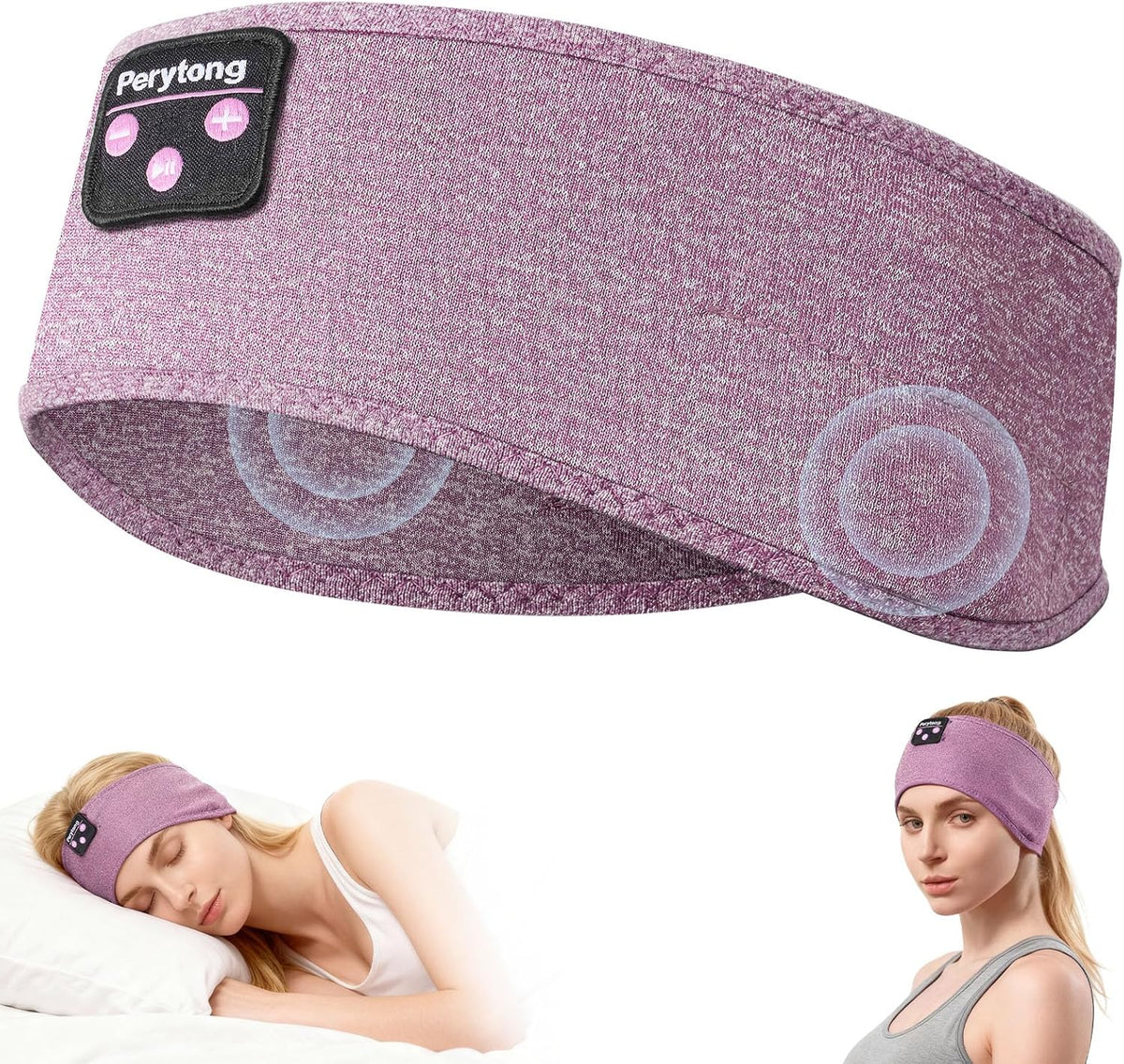Perytong Sleeping Headphones Bluetooth Headband, Soft Long Time Play Sleeping Headsets with Built in Speakers Perfect for Workout,Running,Yoga,Travel, Darkgray