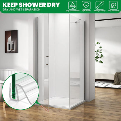 Bathroom Shower Glass Door Bottom Seal Strip, 2PCS 36 Inch Long Clear PVC Seal Strips for 5/16"(8mm) - 3/8"(10mm) Thick Framless Glass Door Panel