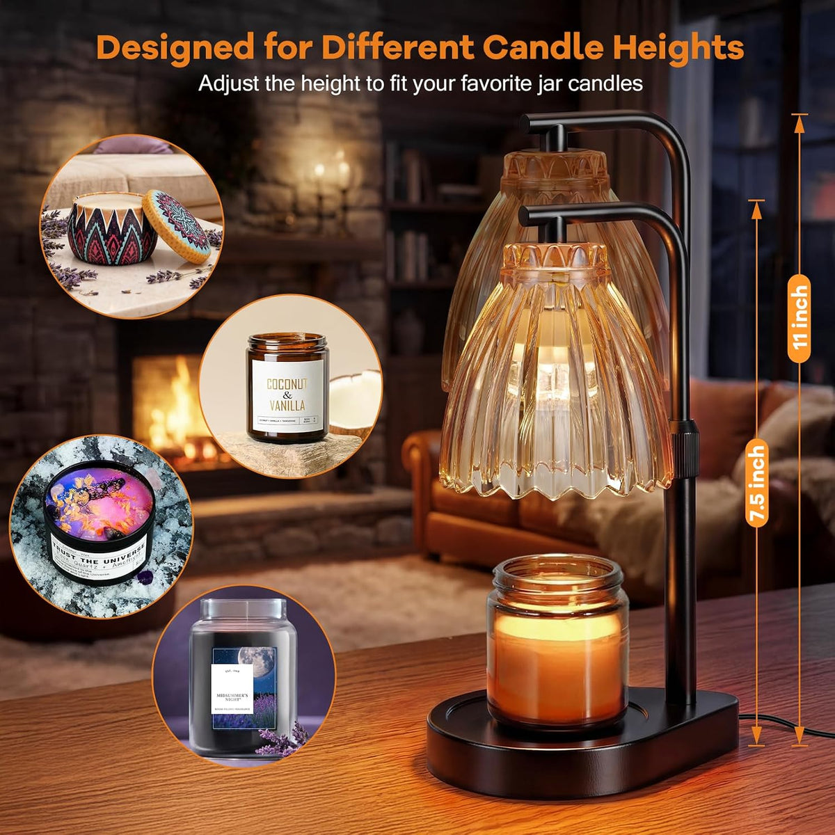 Gifts for Women, Candle Warmer Lamp with Adjustable Height, Timer & Dimmer, Birthday Gifts for Women, Elegant Gift Box & Greeting Card, Candle Lamp with 2 Bulbs for Home Decor/Bedroom/Office