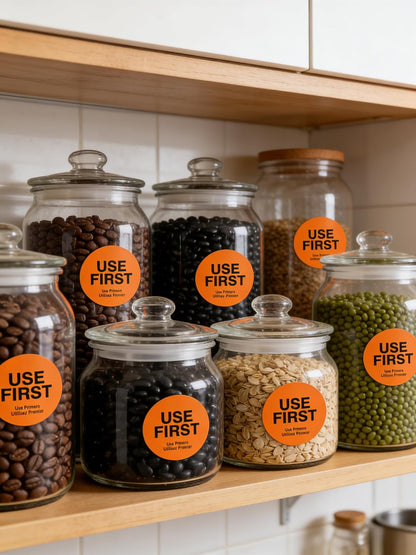 500 Pcs 1.5 Inch Use First Stickers - Dot Pharmacy Labels Paper for Food Service, Medication, Inventory Control & Restaurant (Orange)