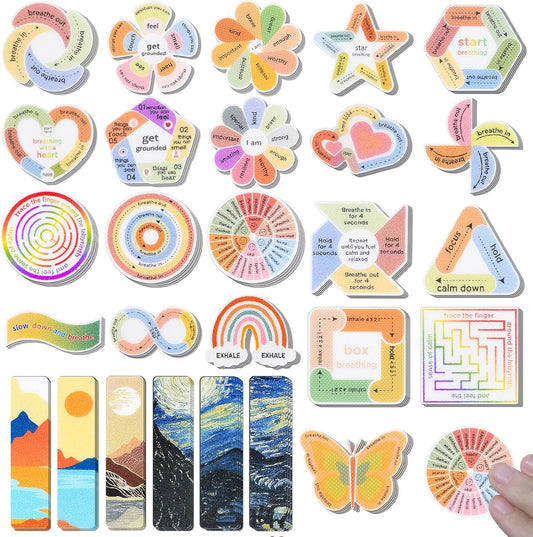 102 Pieces Sensory Stickers for Calm, 2 Texture Styles, Anxiety Relief | Calming Sensory Tool for Mindfulness, Stress Relief & Focus, Fidget Stickers for Adults & Teens, Office, Home & Desk Use