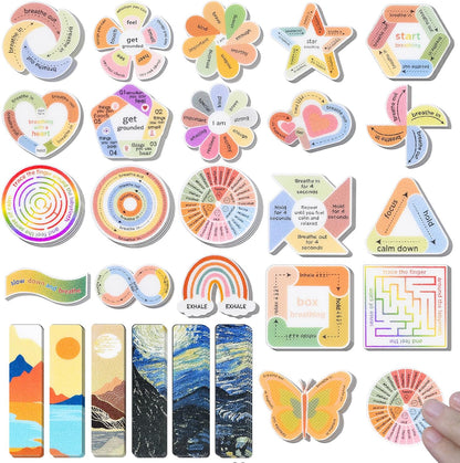102 Pieces Sensory Stickers for Calm, 2 Texture Styles, Anxiety Relief