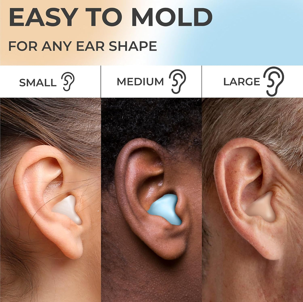 PQ Wax Ear Plugs for Sleep - 6 Silicone Wax Earplugs for Sleeping and Swimming - Gel Ear Plugs for Noise Cancelling, Ear Protection - Sleeping Earplugs with Sound Blocking (6-Pillows). Beige