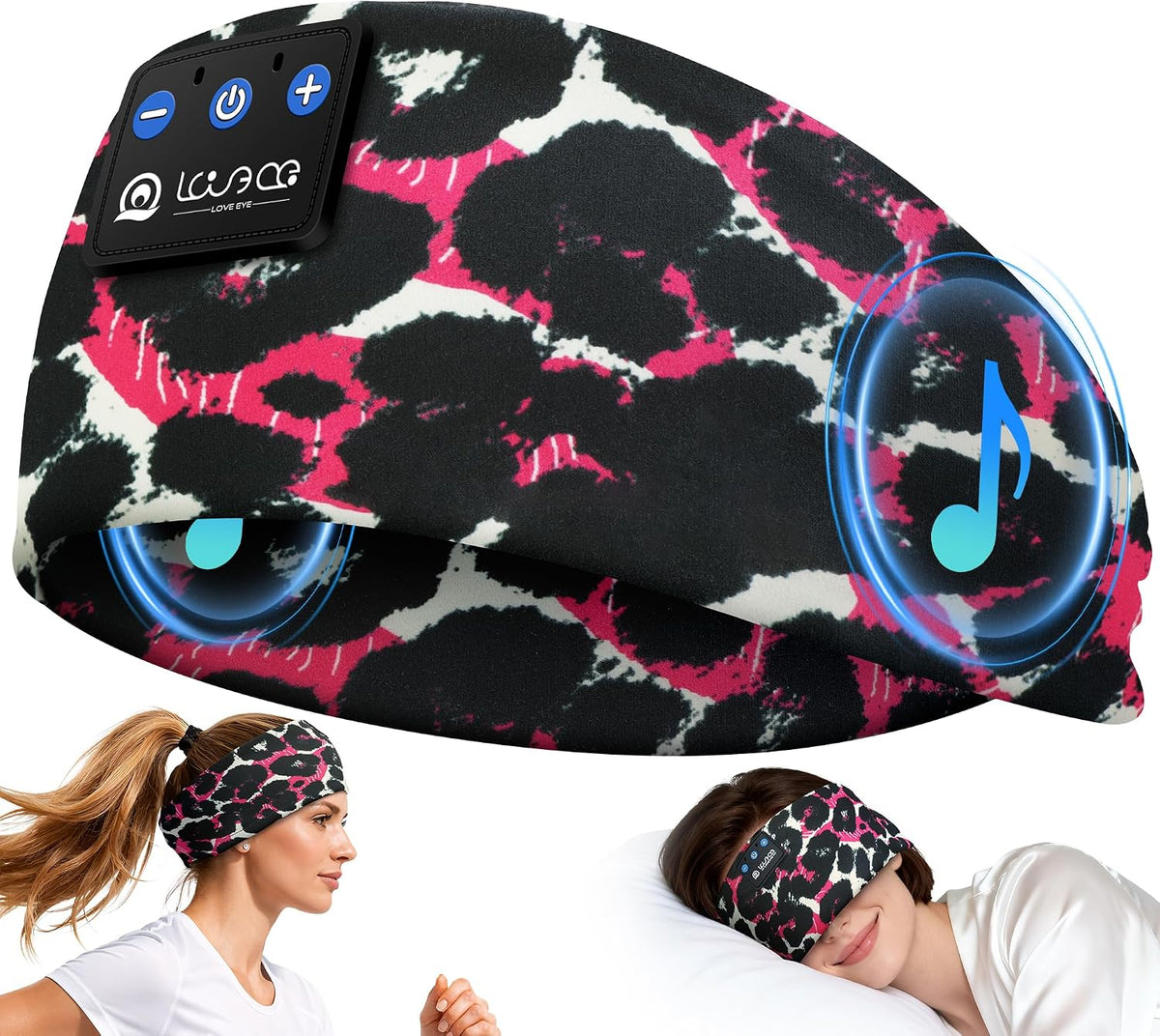 LOVE EYE Wireless Bluetooth 5.4 Sleep Headband Headphones for Side Sleeper
