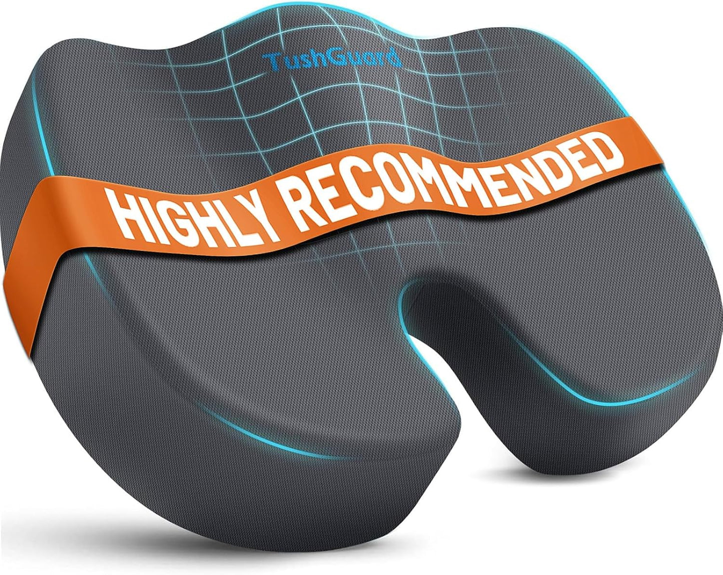 TushGuard Seat Cushion for Office Chair, Memory Foam Chair Cushion, Black | Office Chair Cushion for Car, Airplane - Chair Pad, Butt Pillow for Long Sitting Sciatica, Hip, Coccyx,Tailbone Pain Relief