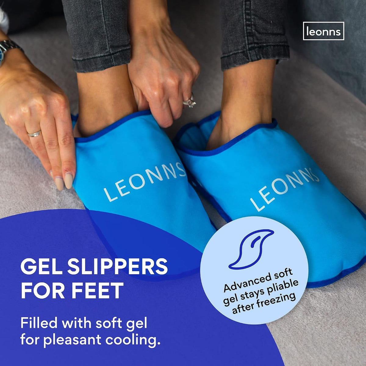 Gel Ice Pack Slippers for Foot Pain, Provides Hot and Cold Therapy, Blue