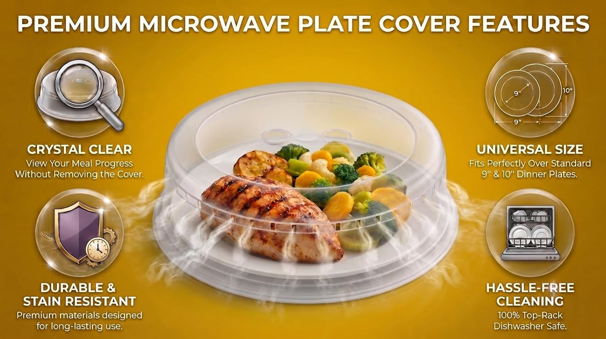 YBM HOME Microwave Splatter Cover Keeps Your Microwave Spotless During Food Heating, Anti-Splatter Plate Lid Cover, BPA Free and Dishwasher Safe (1, 2.5x10x9)