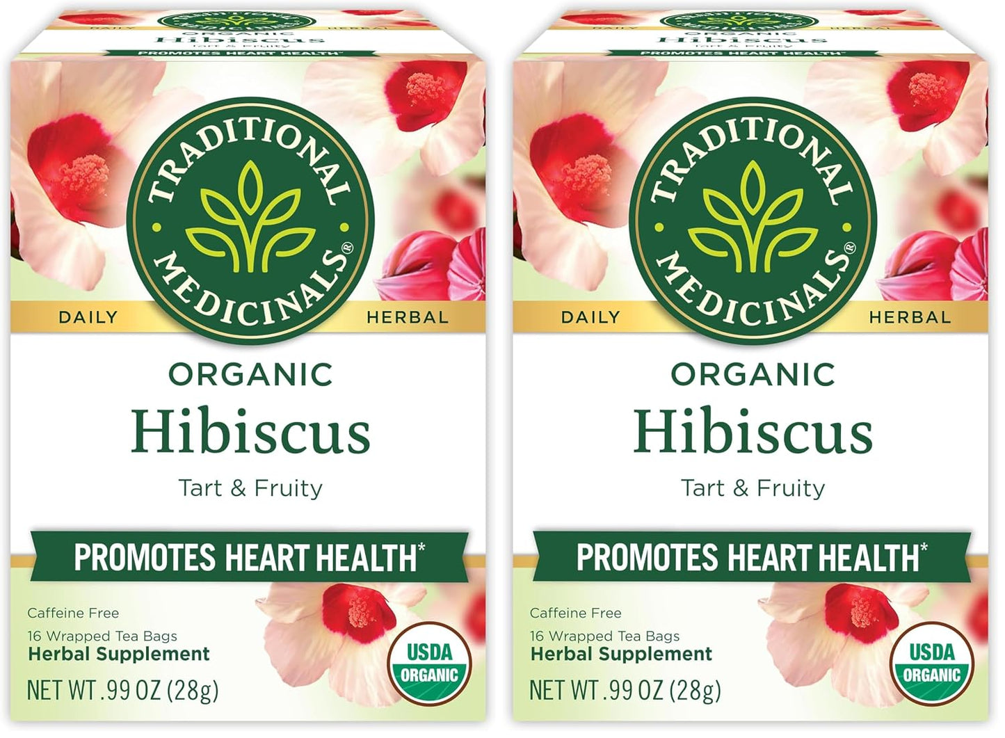 Traditional Medicinals Organic, Hibiscus Tea - Supports Normal Heart Health & Cardiovascular Wellness - Kosher, Non-GMO, Caffeine-Free, Compostable - 16 Tea Bags
