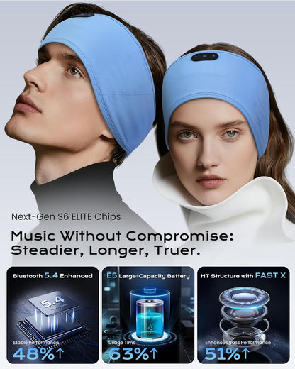 MUSICOZY Sleep Headphones Bamboo Bluetooth Headband for Side Sleepers | Sleeping Headbands Wireless Sports Earphones Sweat Resistant Earbuds for Workout Running Cool Gadgets Unique Gifts for Women