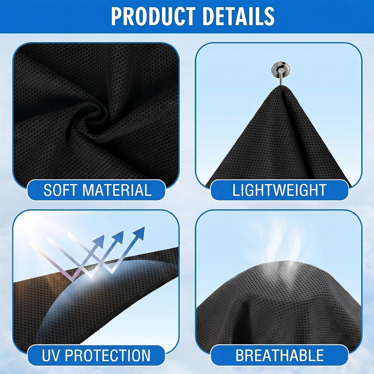 Cooling Hoodie Towel 3 Pack, Quick Drying Cooling Neck Wraps