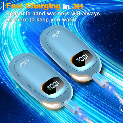 Hand Warmers Rechargeable-Electric Hand Warmers, Max 16 Hrs Warmth Up to 127℉, LED Display & Flashlight, Dual-Side Heating Portable Heater for Golf Hunting Camping for Men Women, Valentine's Day Gifts