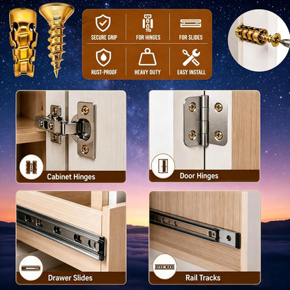 6×14mm Short Expansion Screw Set,Door Hinge Repair Screw and Expansion Anchor (100)