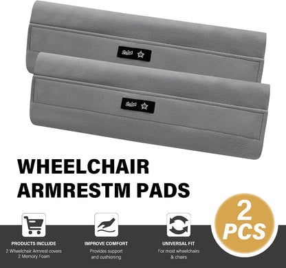 SPRING SEAON Wheelchair Armrest Covers, Soft Suede Memory Foam Pads, 1 Pair