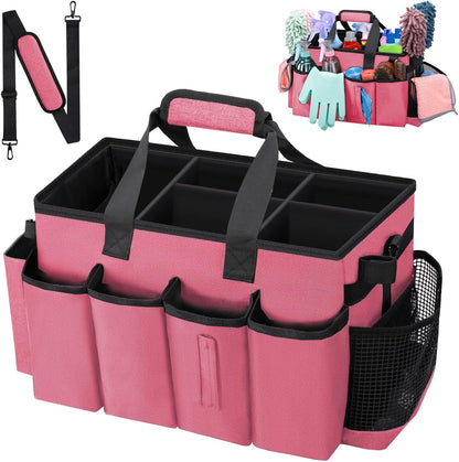 Wearable Large Cleaning Caddy Bag for Housekeepers (Black&Gray) | Cleaning Supplies Organizer with Adjustable Shoulder, Waist & Handle Straps, Detailing Bag for Kitchen Supplies
