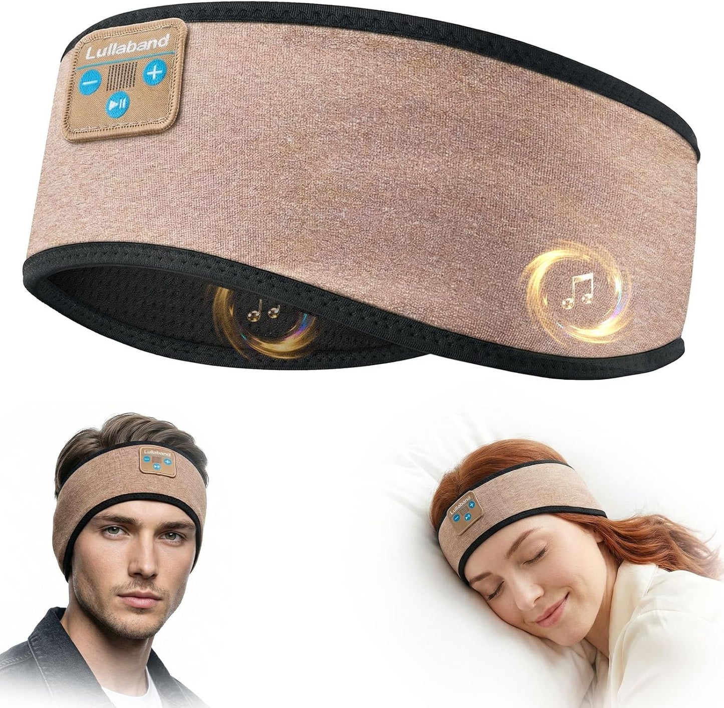 Lullaband Sleep Headphones, Bluetooth Headband Headphones with 12-Hour Battery, Soft Headband for Sleeping, Travel, Exercise, Yoga & Relaxation