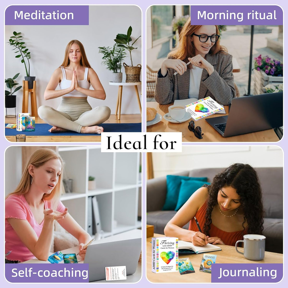 ADHD Coping Skills for Adults Teens | Therapy Tools Cards for Women | ADHD Activity Flashcards to Improve Productivity | Executive Functioning Mindset & Mindfulness Cards
