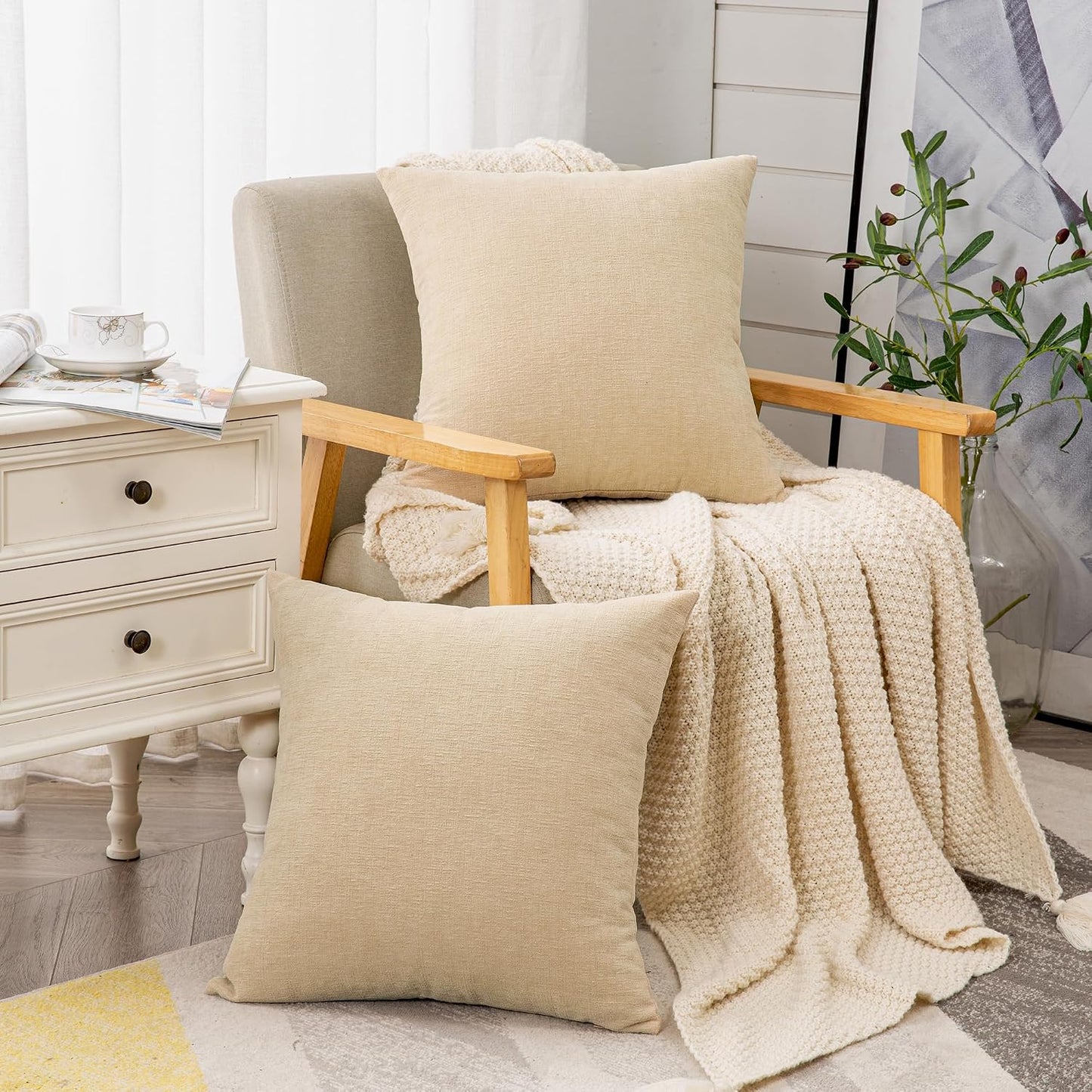 GAWAMAY Lumbar Support Pillow Decorative Rectangle Throw Pillow Covers 12"x20" Inch Set of 2, Soft Chenille Fall Pillowcase for Living Room Bedroom Sofa Couch Cushion Cover Grey 30x50cm (No Insert)