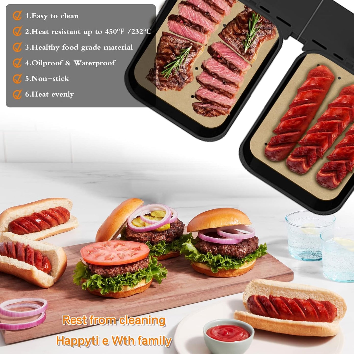 WMKGG Silicone Air Fryer Liners, 2PCS Air Fryer Silicone Liners | Reusable Rectangular Non-Stick Basket Accessories for Ninja Foodi Dual DZ201/DZ401 8-10QT