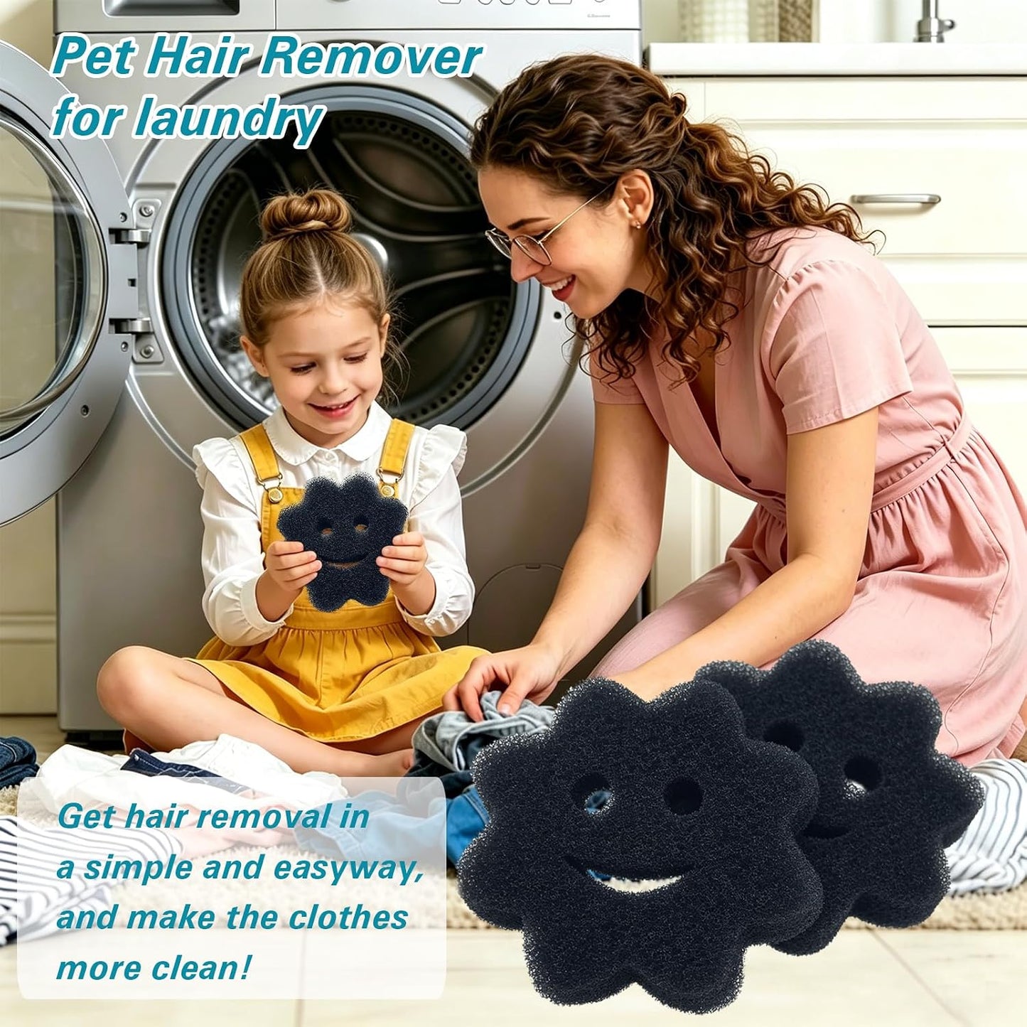 Reusable Pet Hair Remover for Laundry, Efficient Dog Cat Hair & Dander Catcher for Washing Machine and Dryer, Soft Fabric Lint Remover Effectively Remove Pet Fur Fluff from Clothes and Bedding （2PCS）