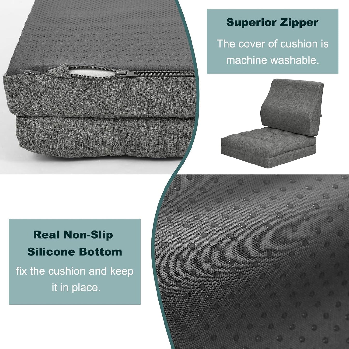 baibu Memory Foam Recliner Cushions with Lumbar Support Pillow Set for Elderly, 20x20x5 Inch Dual-Layer Design Non-Slip Recliner Seat Cushion & Back Support Pillow for Reduce Hip & Lumbar Pain, Brown