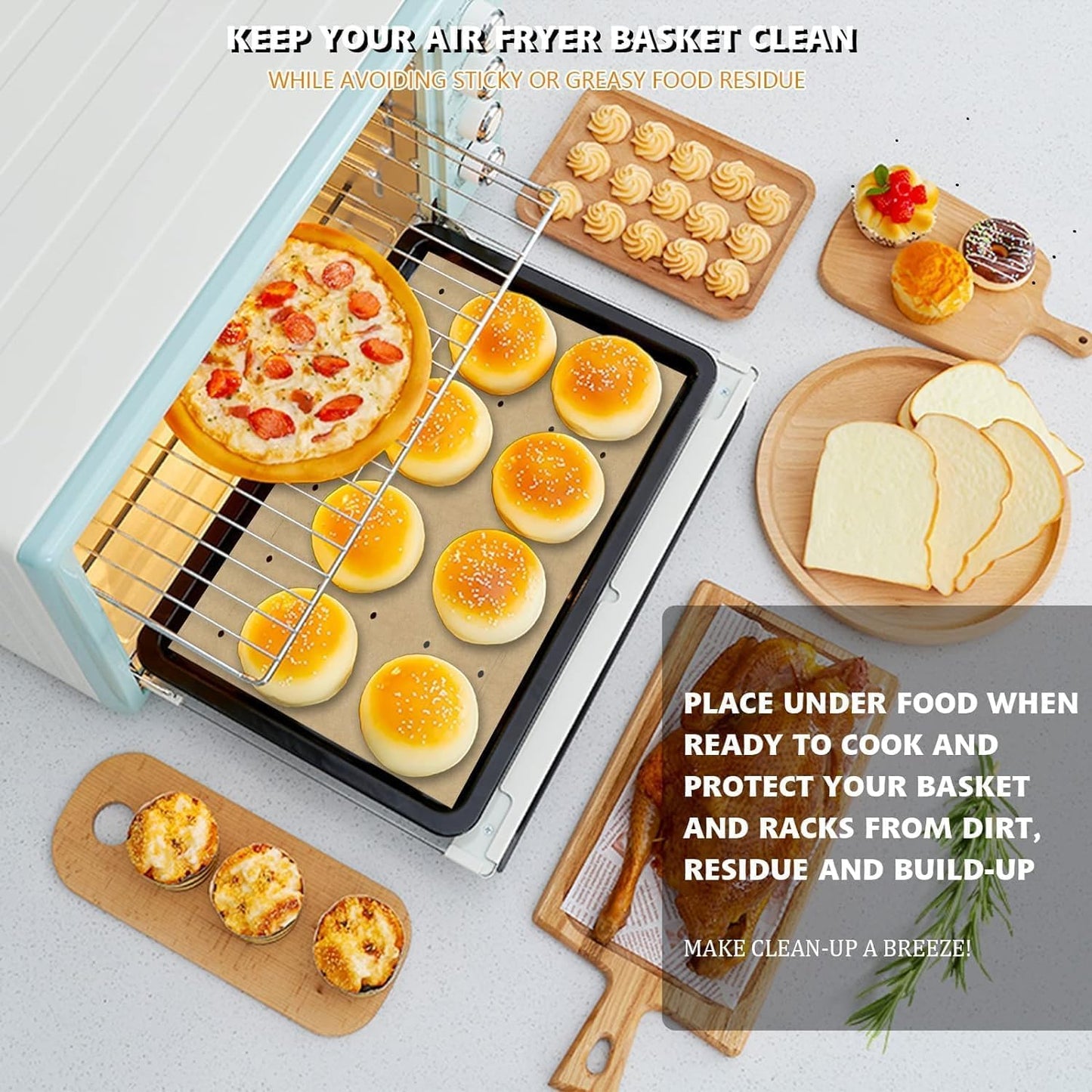 WMKGG Silicone Air Fryer Liners, 2PCS Air Fryer Silicone Liners | Reusable Rectangular Non-Stick Basket Accessories for Ninja Foodi Dual DZ201/DZ401 8-10QT
