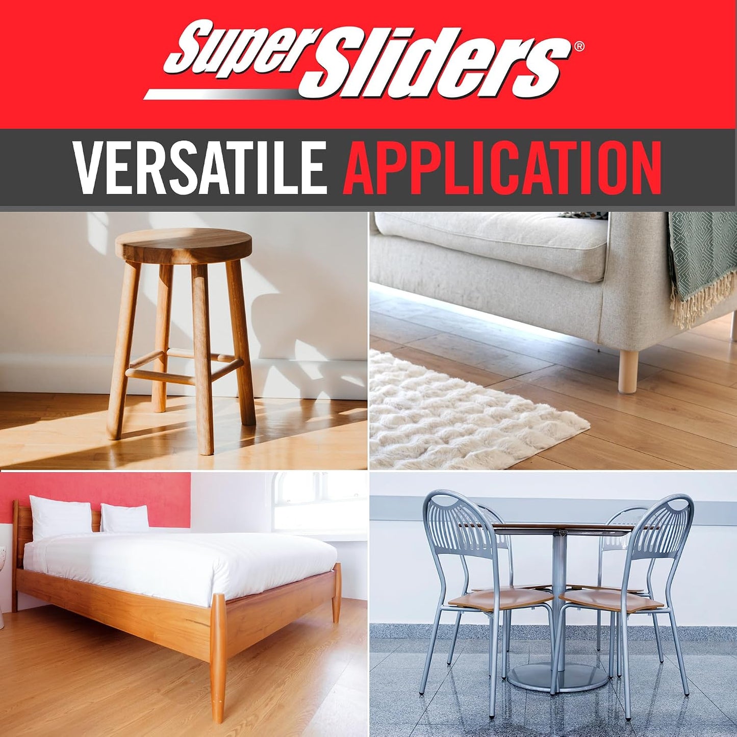 Super Sliders Secure Grip Formed Felt Movers for Furniture to Protect Hard Surfaces, 1.5", Walnut Brown (4 Pack)