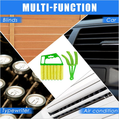 4 Pcs Window Venetian Blind Cleaner Duster Tool 7 Finger Blind Rush and Shutter Cleaner Brush Hand-held Window Shutter Air Conditioner Duster for Dirt(Green, Blue)