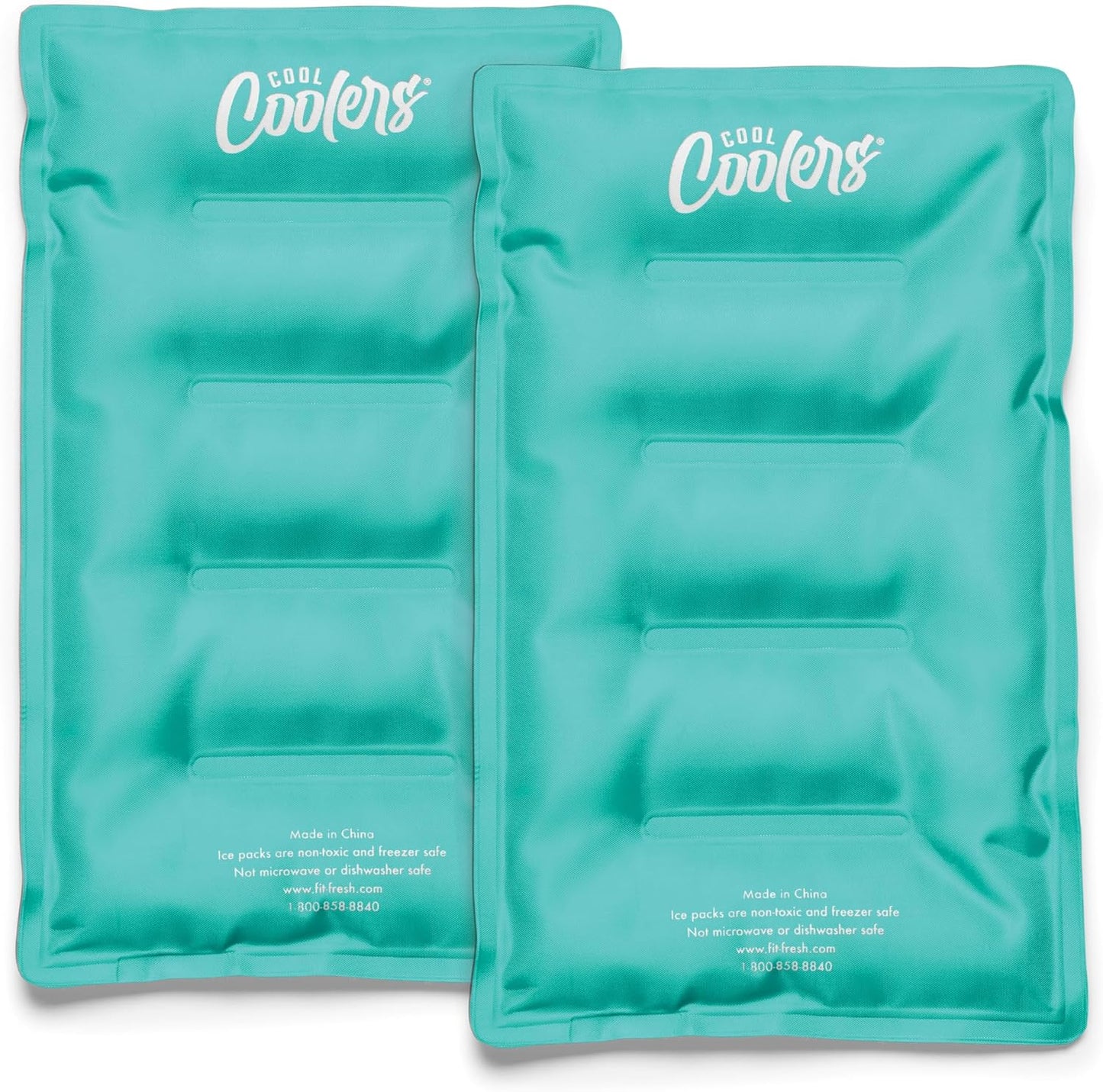 Cool Coolers by Fit & Fresh 2 Pack XL Soft Ice Packs for Cooler, Flexible Stretch Nylon, Lunch Box Ice Packs, Large Reusable Freezer Packs, Cornflower Blue