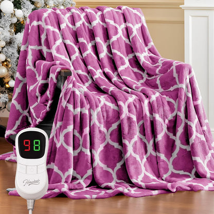 Homemate Heated Blanket Electric Throw - 50“x60“ Heating Blanket with 10 Fast Heat Levels 8 Hours Auto Off Soft Cozy Flannel Over-Heated Protection ETL Certification Keep Warming in Home | Throw with 10 Fast Heat Levels 8 Hours Auto Off Over-Heated