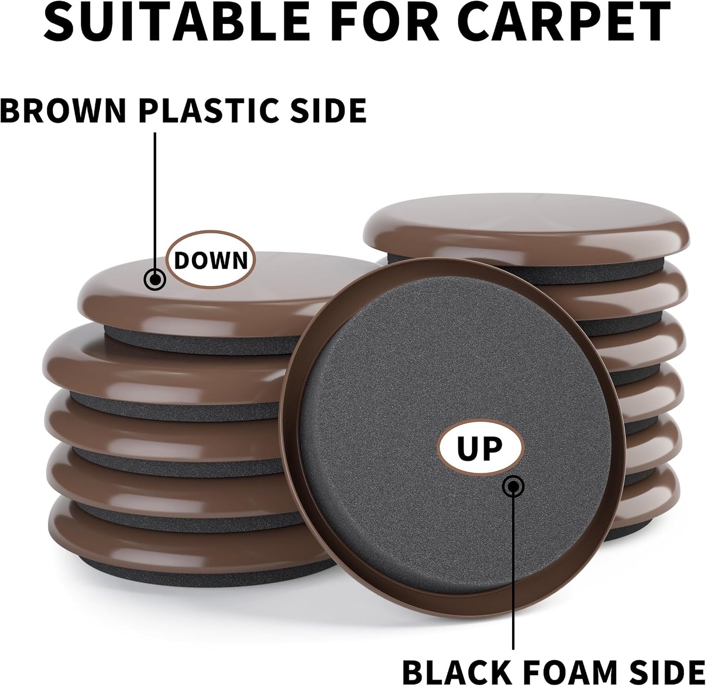 Furniture Sliders, 20pcs-3 1/2” Furniture Sliders for Carpet, Furniture Pads Hardwoods Floors, Heavy Duty Furniture Movers Sliders, Reusable Furniture Moving Pads, Floor Protectors for Carpet