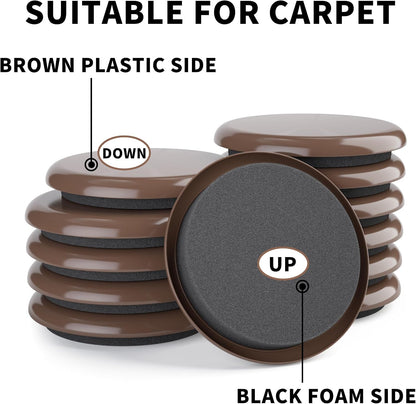 Furniture Sliders, 20pcs-3 1/2” Furniture Sliders for Carpet, Furniture Pads Hardwoods Floors, Heavy Duty Furniture Movers Sliders, Reusable Furniture Moving Pads, Floor Protectors for Carpet