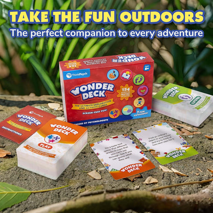 ThinkPsych WonderDeck - 154 Independent Activities for Kids | Educational Card Deck | STEM - Science, Creative Arts & Movement Play | Gift for Boys & Girls | Boredom Buster