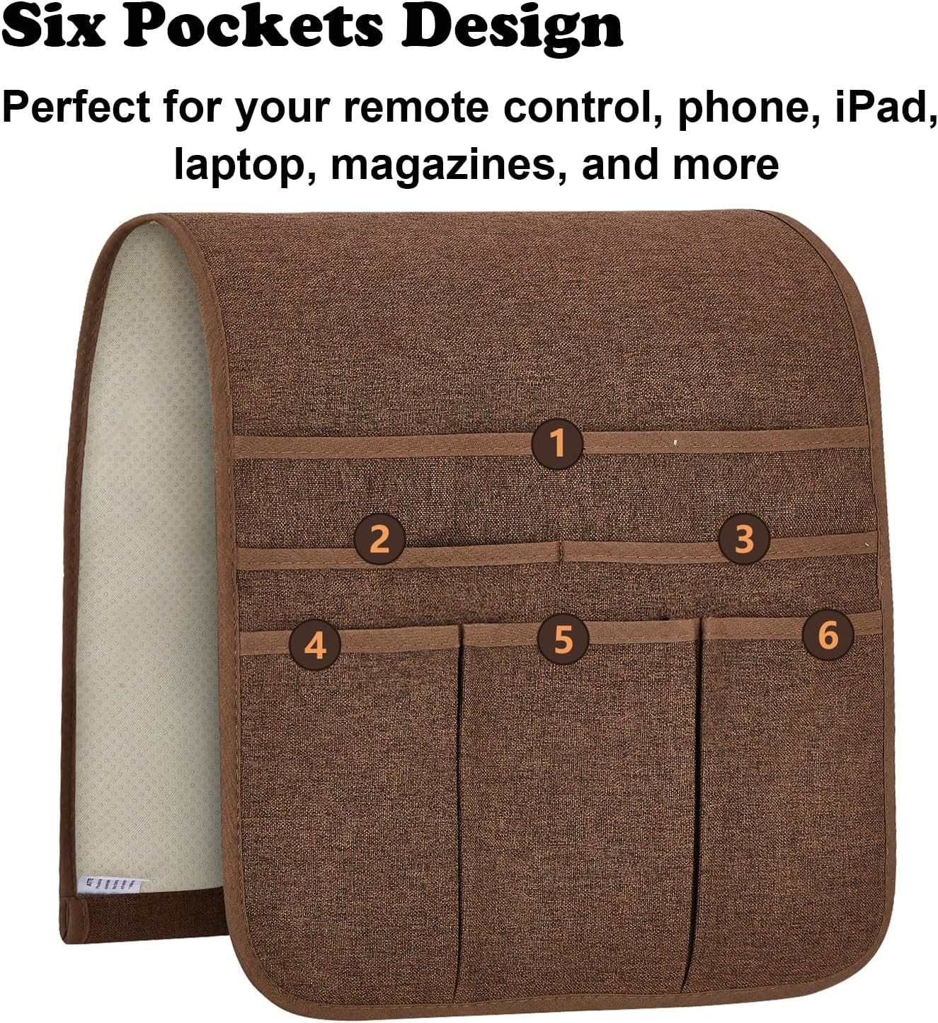 Teniux Remote Control Holder GRS Certified Armchair Caddy for Recliner Couch, Recycled Material Non-Slip Armrest Organizer with 5 Pockets for Magazine, Tablet, Phone, iPad (Dark Grey)
