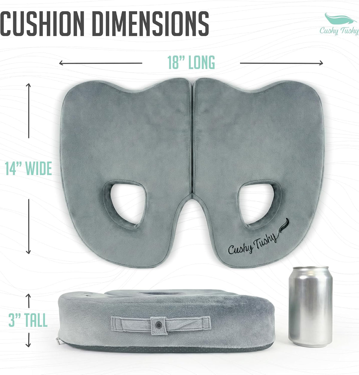 Cushy Tushy Premium Foldable Travel Seat Cushion - for Relief of Lower Back, Sciatic, Butt and Tailbone Pain - for Home & Office Use, Perfect for Travel or Driving - Coccyx Seat Cushion