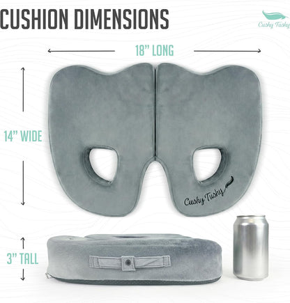 Cushy Tushy Premium Foldable Travel Seat Cushion - for Relief of Lower Back, Sciatic, Butt and Tailbone Pain - for Home & Office Use, Perfect for Travel or Driving - Coccyx Seat Cushion