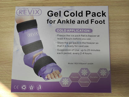 REVIX Ankle Ice Pack Wrap, Reusable Gel Ice Pack for Foot Pain Relief