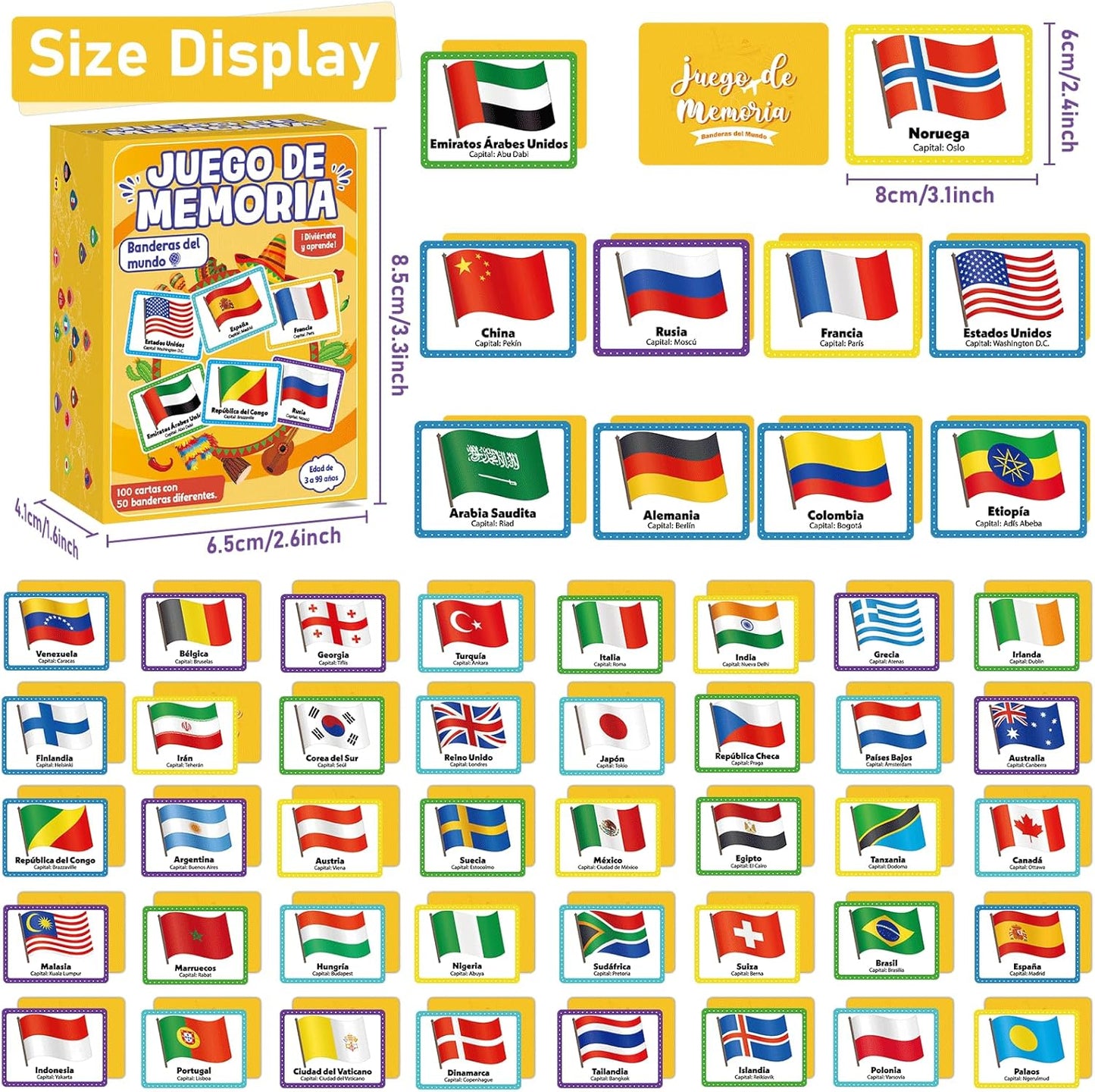 gisgfim 100 PCS Memory Matching Game Famous Paintings Concentration Memory Card for Adults Learning Educational Game A Fun & Fast Artworks Theme Matching Games