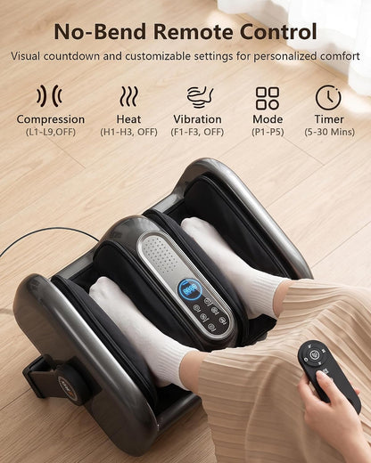 JZBRAIN Pro Shiatsu Foot Massager with Heat for Plantar Fasciitis | L1-L9 Compression, Roller Kneading, Vibration, Soothing Heating, Remote Control, Adjustable Stand for Flat or Angled Use