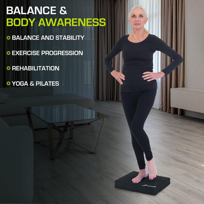 ProsourceFit Exercise Balance Pad, Non-Slip Cushioned Foam Mat & Knee Pad for Fitness and Stability Training, Yoga, Physical Therapy