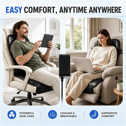2026 Upgraded Ventilated Seat Cushion, 12V-24V Cooling Car Seat Cover for Front Seat, Cooled Seat Pad for Office Chair Sofa Car SUV Truck Universal Fit, Classic Black