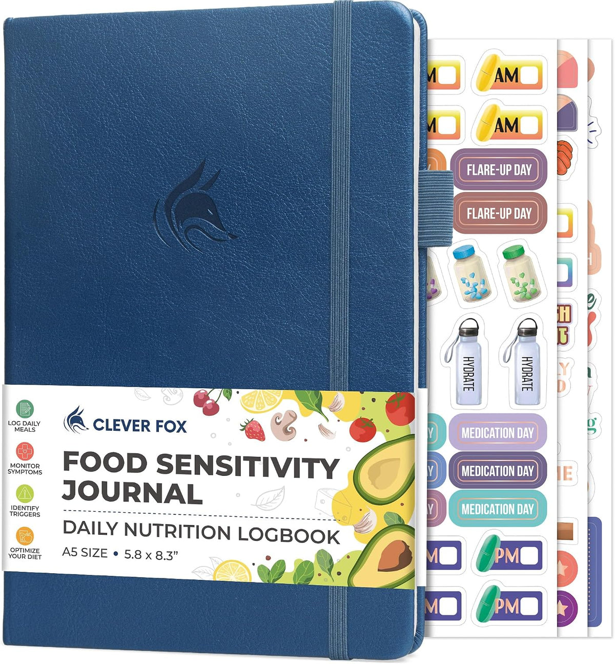 Clever Fox Food Sensitivity Journal & Symptom Diary, 8.5x11 Purple