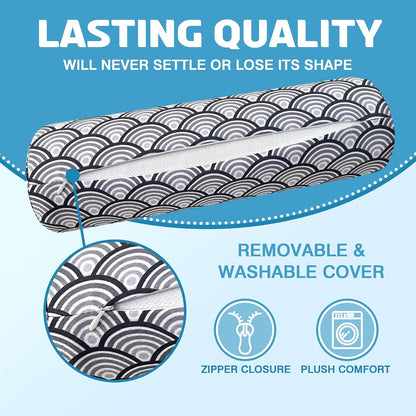 Neck Roll Pillow for Sleeping,Ergonomic Cylinder Tube Pillows for Cervical Spine and Neck Support,Versatile Roll Pillow for Bed,Office,and Travel,Memory Foam Bolster with Washable Cover