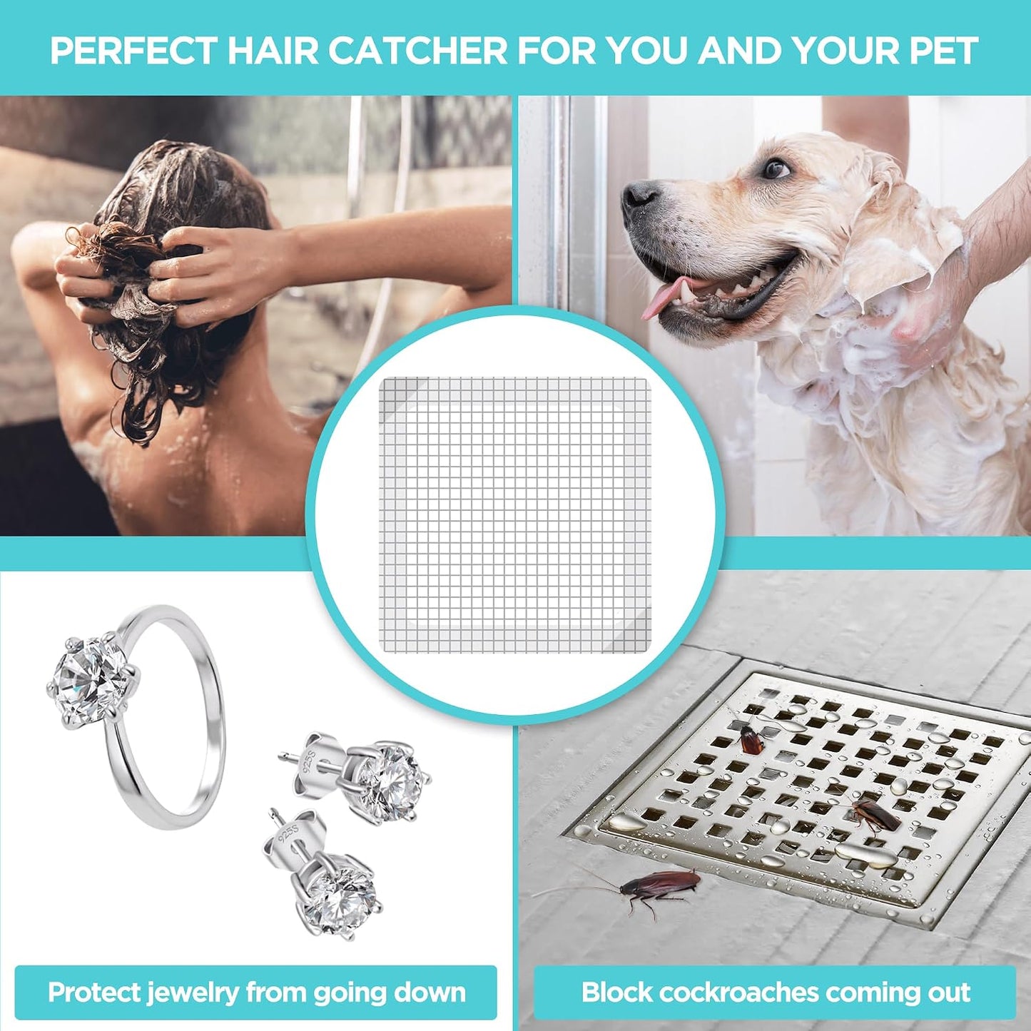 25 Pack Disposable Shower Drain Hair Catcher Mesh Stickers - Peel & Stick Drain Strainers to Prevent Clogs, Strong Waterproof Adhesive, Mess-Free Disposable Drain Covers for Shower & Bathtub