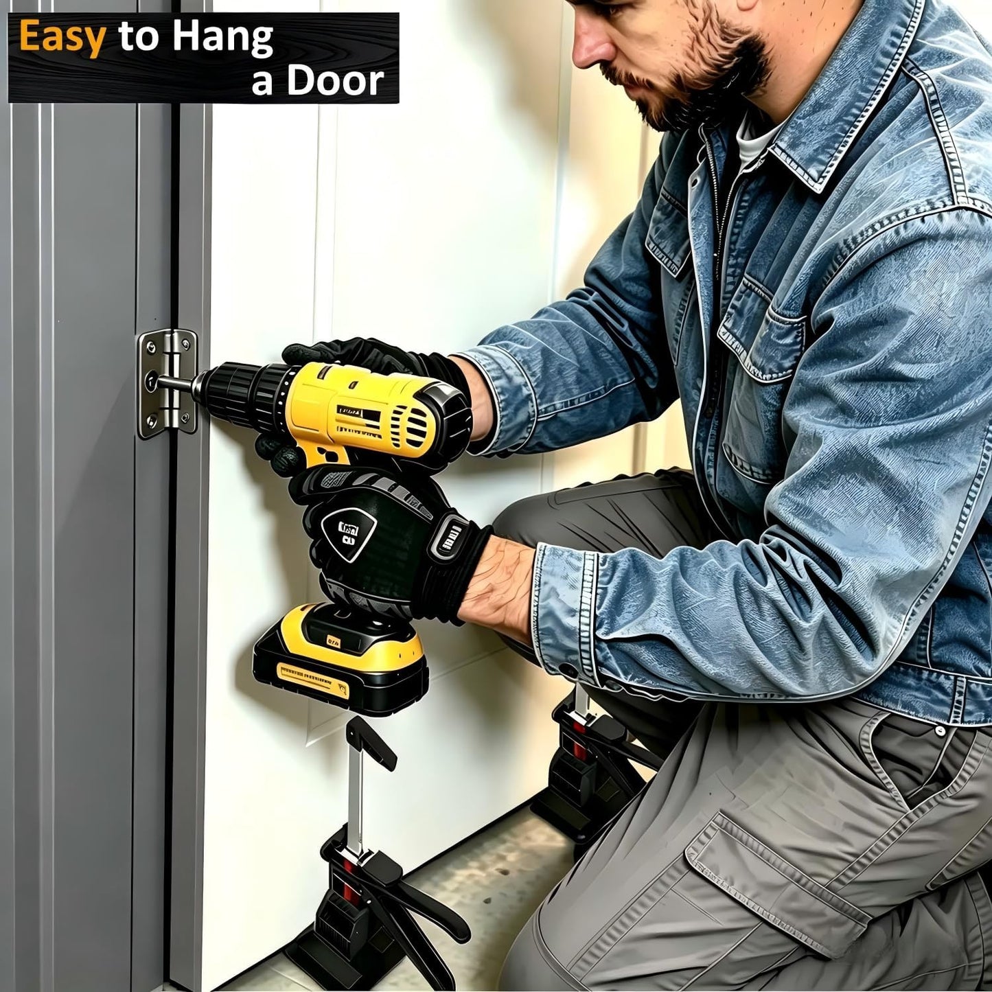 Labor Saving Arm Jack 2Pcs with Portable Tool Bag,Height Lifting Device | Lifting Tool for Doors,Windows,Cabinets,Furniture,Wall Tiles Positioning etc,Max Load 440lb,Max Lift Height 7inch