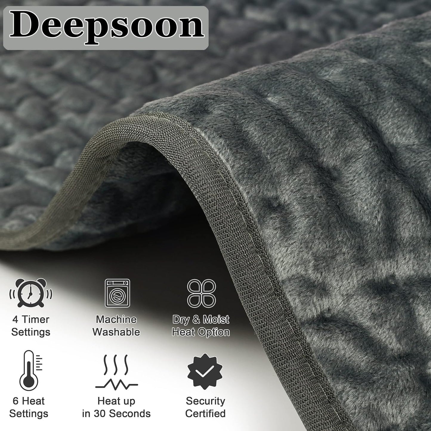 Heating Pad,Heated Blanket,Heating Pad for Back Neck,Grey,24x12 Inch | Electric Heating Pad,Dry/Moist Heat Heating Pads,Heating Pads for Shoulder,Abdomen,Heat Pad for Women Men,Birthday Gift